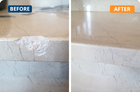 Marble Repair Before and After Services On Marble Stairs