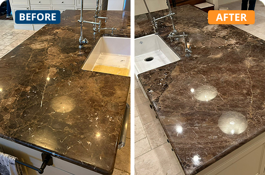 Marble Sealing Before and After Services on Counter top