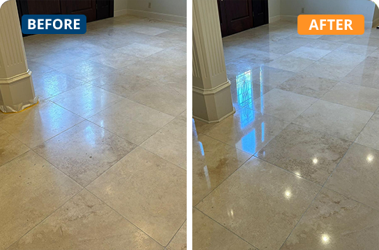 Travertine Polishing Before and After Services